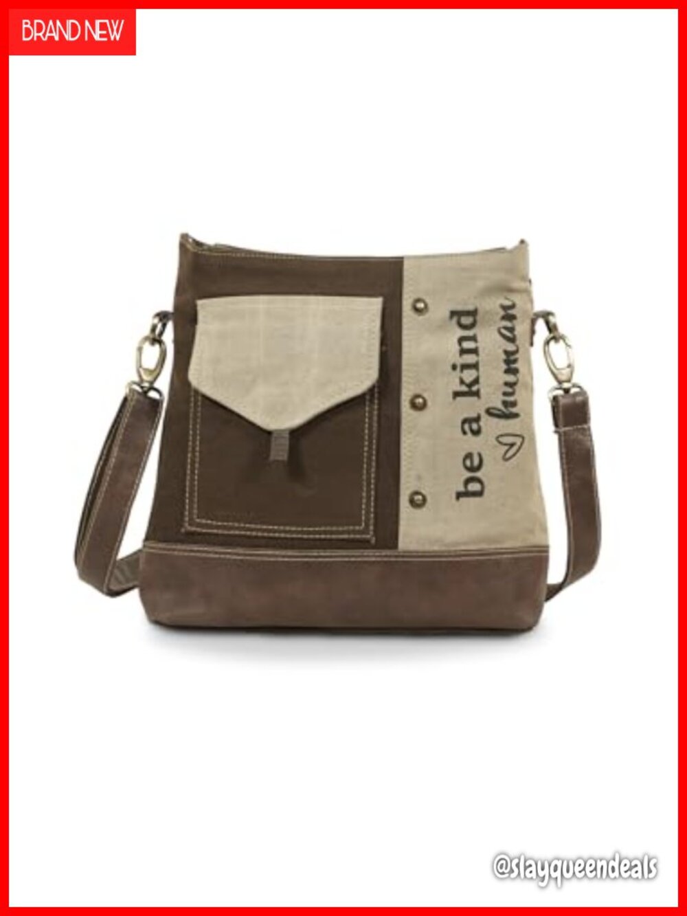 Upcycled Vintage Canvas Leather Hobo Shoulder Crossbody Bag Sustainable
